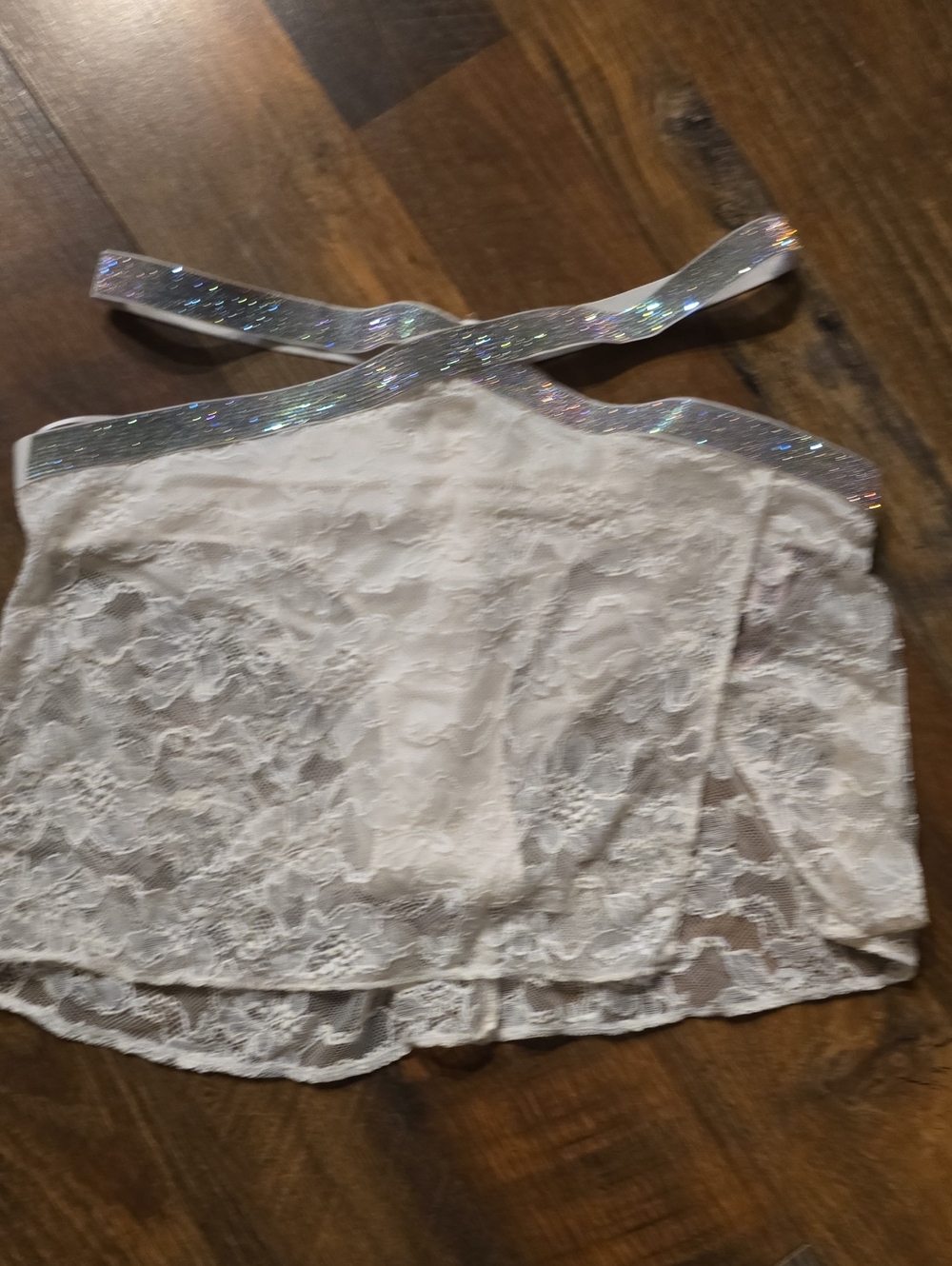 Victoria’s Secret Coconut White Shine Strap Lace Lingerie Mini Skirt Size S